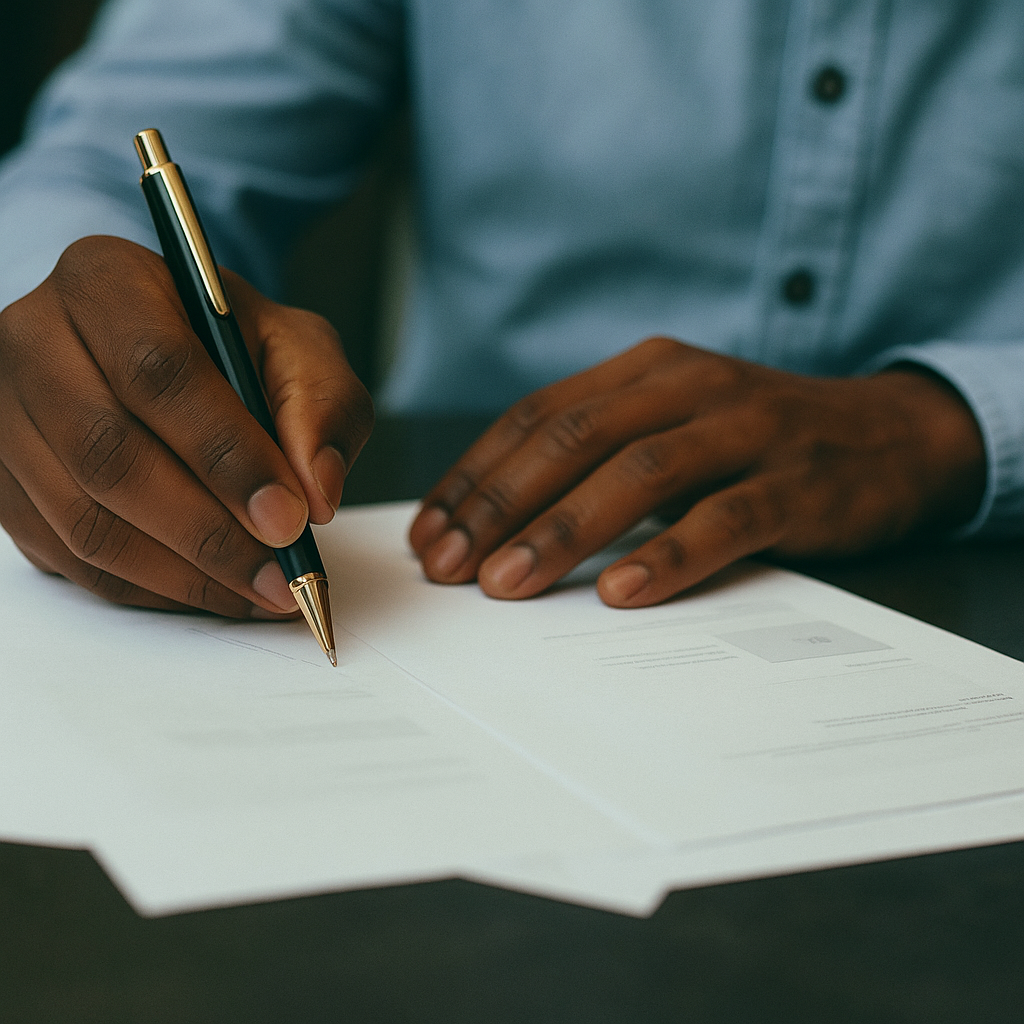 Professional signing legal documents